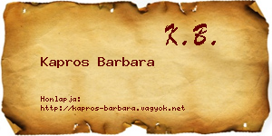 Kapros Barbara névjegykártya